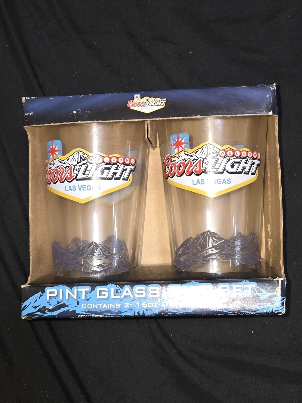 Las Vegas Pint Glass Set - Clear Glass with Multi-Color Logo